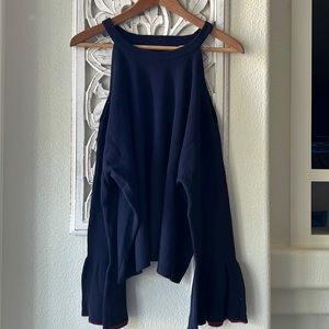 Cold shoulder sweater.